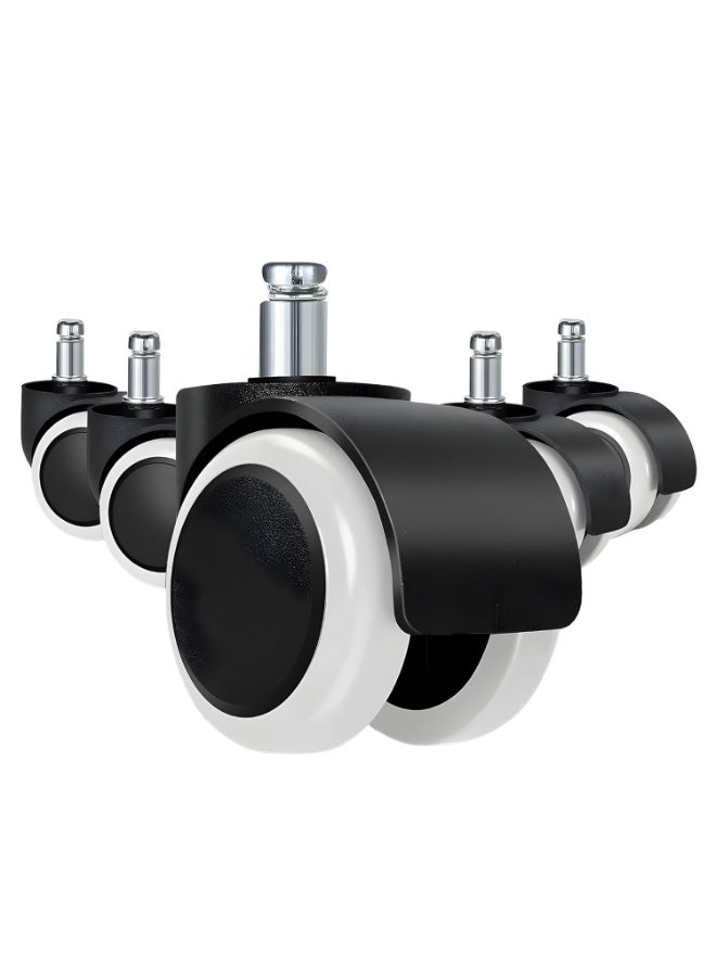 Office Chair Wheels Set of 5 – 60mm Heavy Duty Ring Stem Casters – Smooth & Easy-to-Use Wheels for Multi-Surface Floors - Image 2